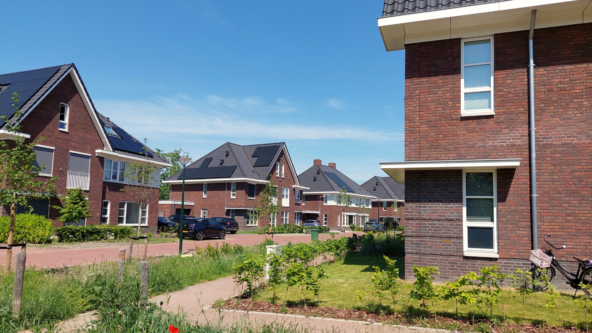 Straatbeeld in nieuwbouwwijk Ekerschot te Oirschot