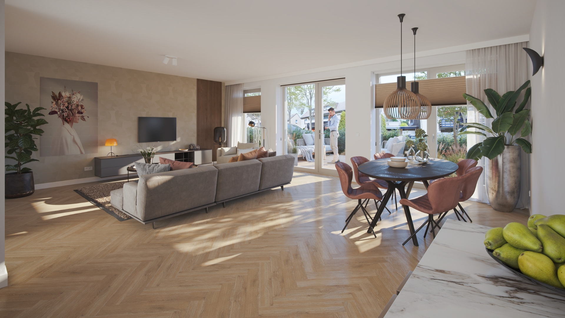 Sfeerimpressie van type F, één van de grotere appartementen