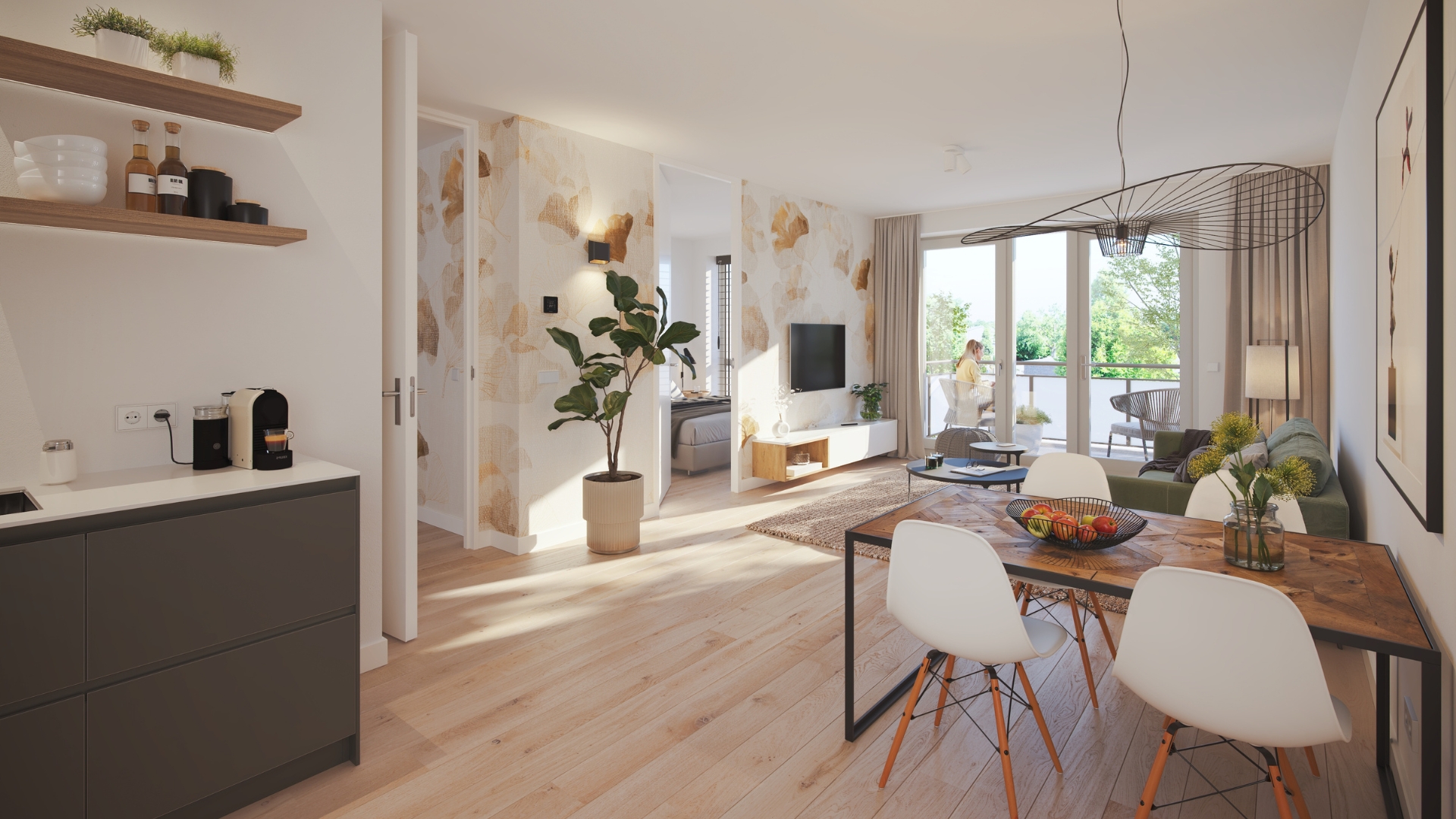 Zo zou het interieur van type L eruit kunnen zien, één van de compacte, betaalbare appartementen