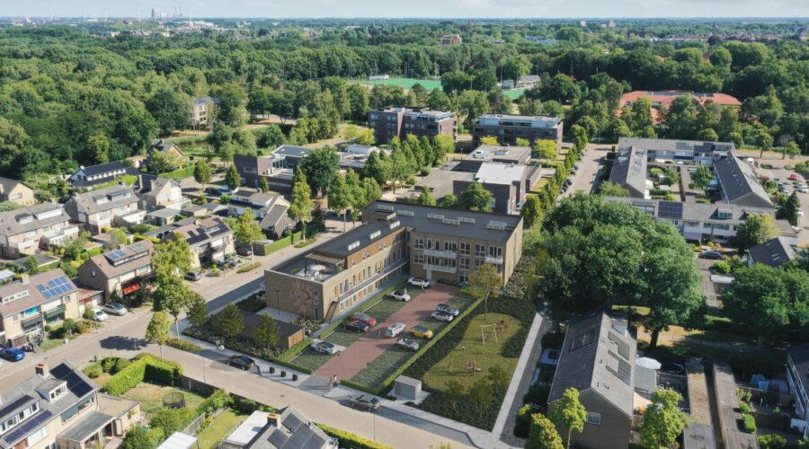 Sweelinckhout vanuit de lucht met vooraan de Schubertlaan