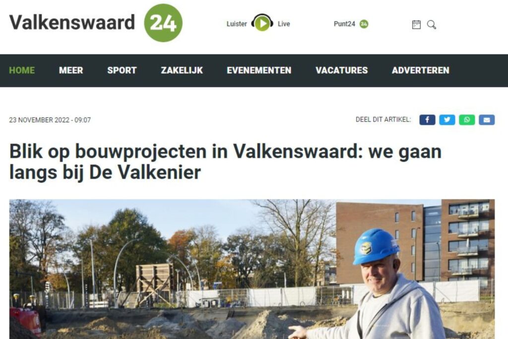 Artikel Valkenswaard24 interview Mari Sterks hoofduitvoerder woningbouwproject de Valkenier Valkenswaard