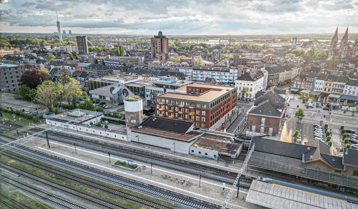 De nieuwbouw van project Bold te Roermond vanuit de lucht