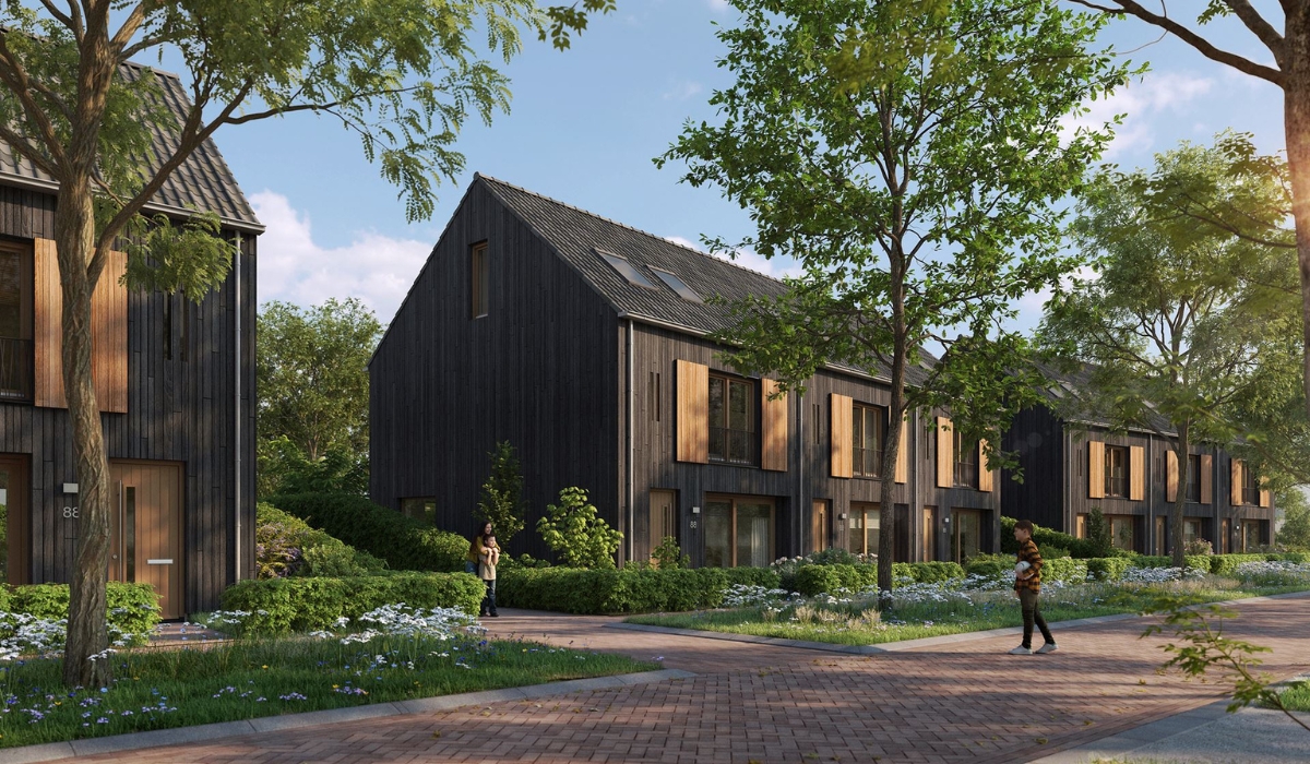 De nieuwbouwwoningen bestaan uit drie rijen