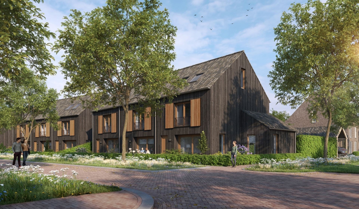 Op de hoek komt een extra grote hoekwoning