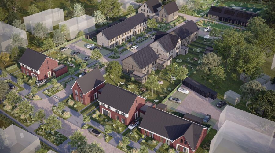 Een indruk van het nieuwbouwproject vanuit de lucht