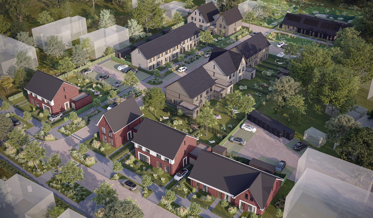 Een indruk van het nieuwbouwproject vanuit de lucht