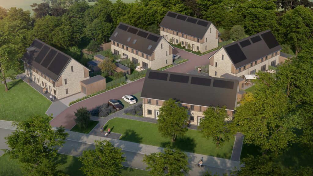 De nieuwbouw van Ronduutje bestaat uit vijf rijtjes van vier