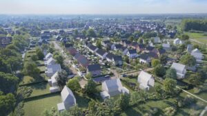 De nieuwbouw in Beek en Donk gezien vanuit de lucht