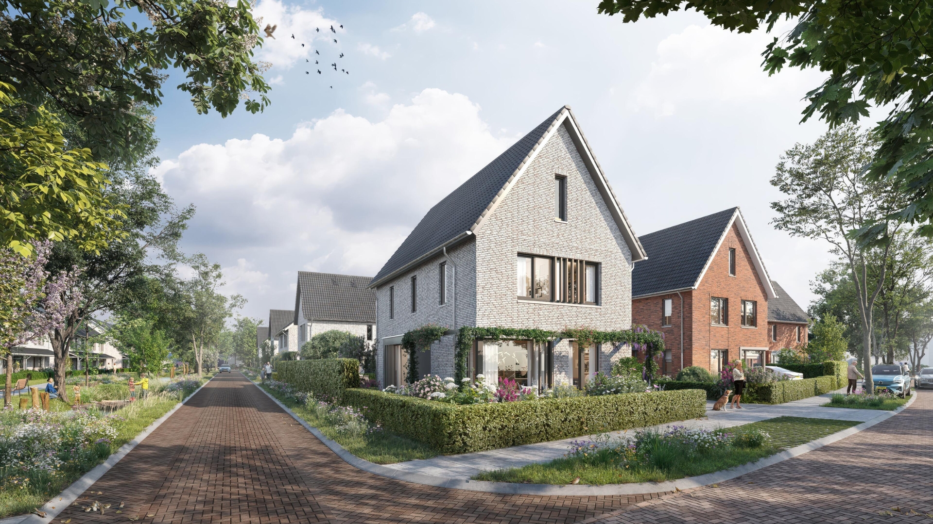 Impressie van een vrijstaand nieuwbouwhuis