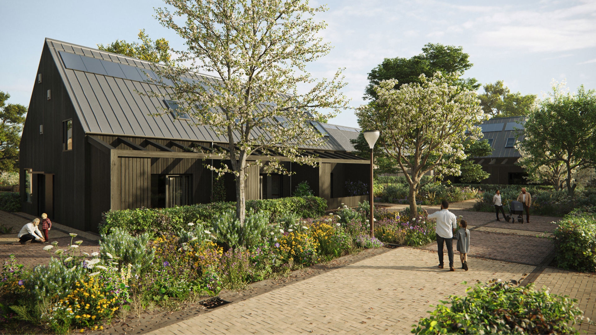 Een impressie van de rijwoningen in Kloostergoed Theresia