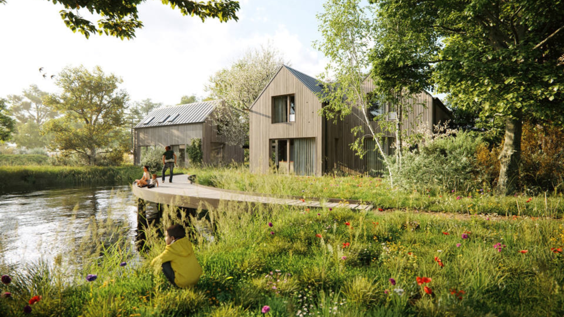 De vrijstaande woningen in De Poel, verscholen aan het water