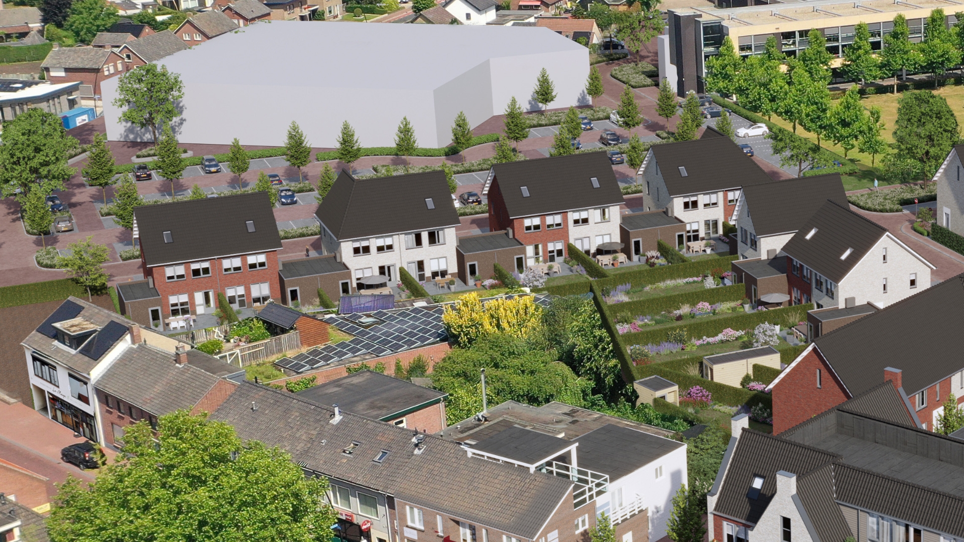 De tweekappers uit fase 2 van RemmensBerg komen tegenover de nieuwe supermarkt