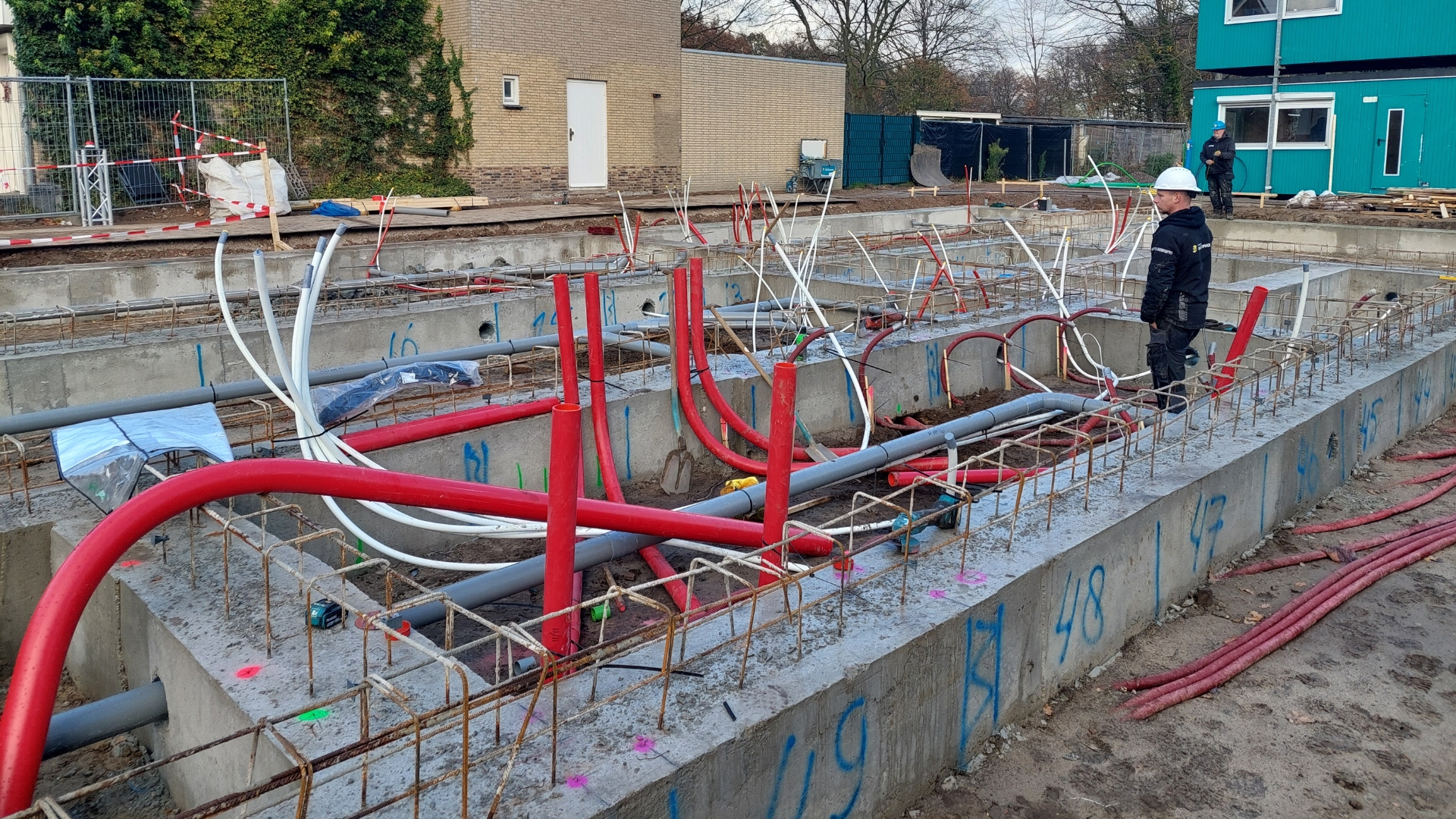 De fundering van het appartementengebouw is al gestort