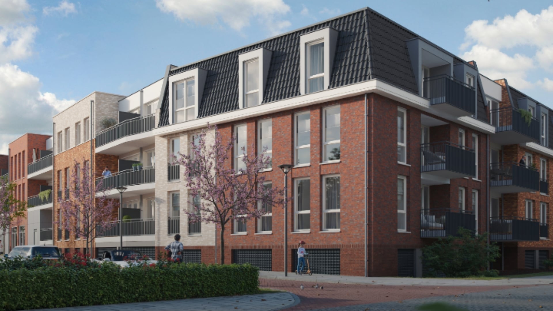 Variatie in volume en verschillende kleuren metselwerk